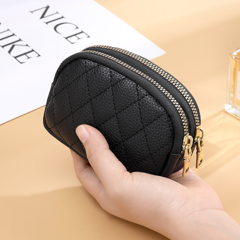 时尚手拿零钱包真皮质感2025新款菱格绣线钥匙扣硬币包双层拉链女,箱包皮具/热销女包/男包,钱包,淘宝优惠券,粉丝福利购,淘宝优惠卷