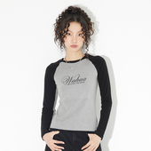 圆领修身 WOHOO美式 撞色打底长袖 上衣