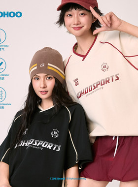 wohoo重磅V领短袖T恤女2026夏季新款休闲百搭宽松街头风半袖女装