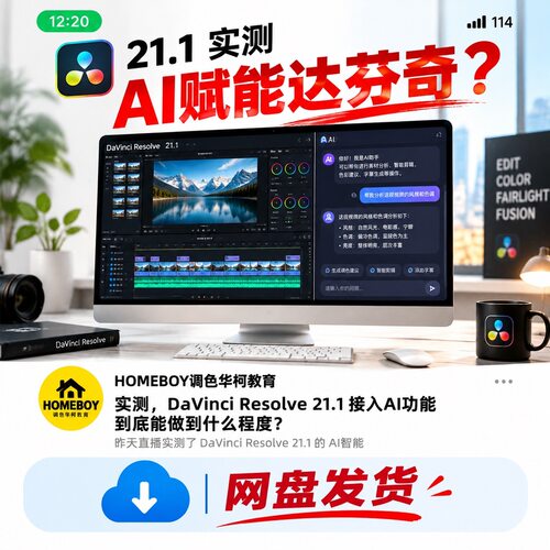 达芬奇 Resolve 21.1 AI功能实测教程网盘发货