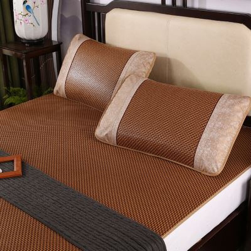 凉席夏季裸睡可摺叠席子冬夏两用1米2单J人冰丝藤蓆竹蓆家用牀草