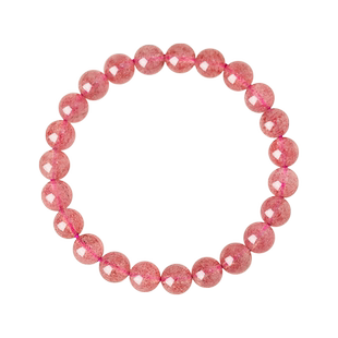 草莓晶散珠女天然粉水晶散珠子串珠手工车厘子配件鸽血红绿金手链