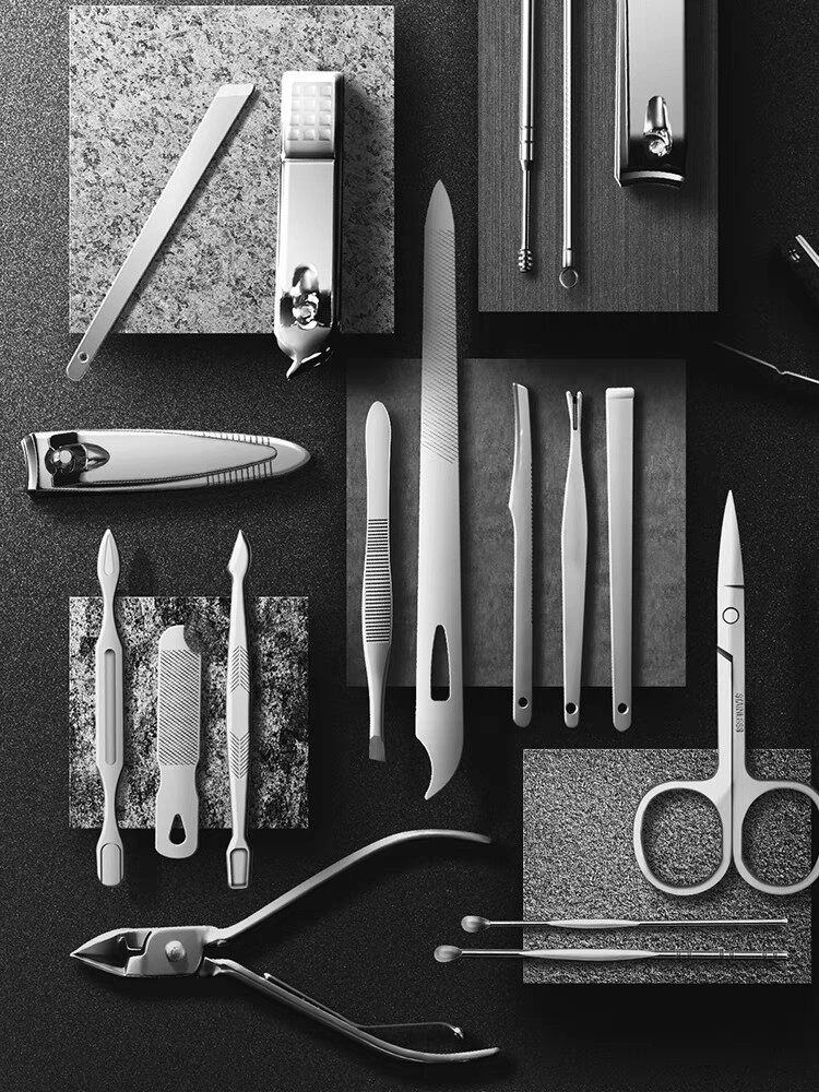 손톱깎이 19종 세트 각진 손톱깎이 귀삽개 도구 키트 발가락 다듬기 매니큐어 성인용 손톱깎이 풀세트