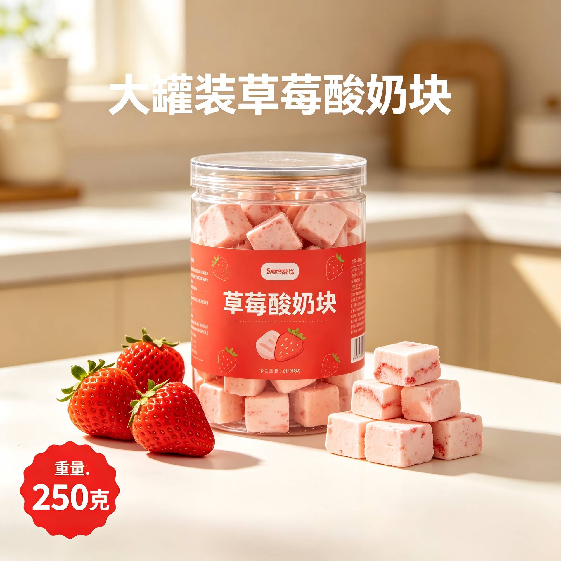 冻干草莓酸奶块 250g 袋装网红休闲解馋小零食