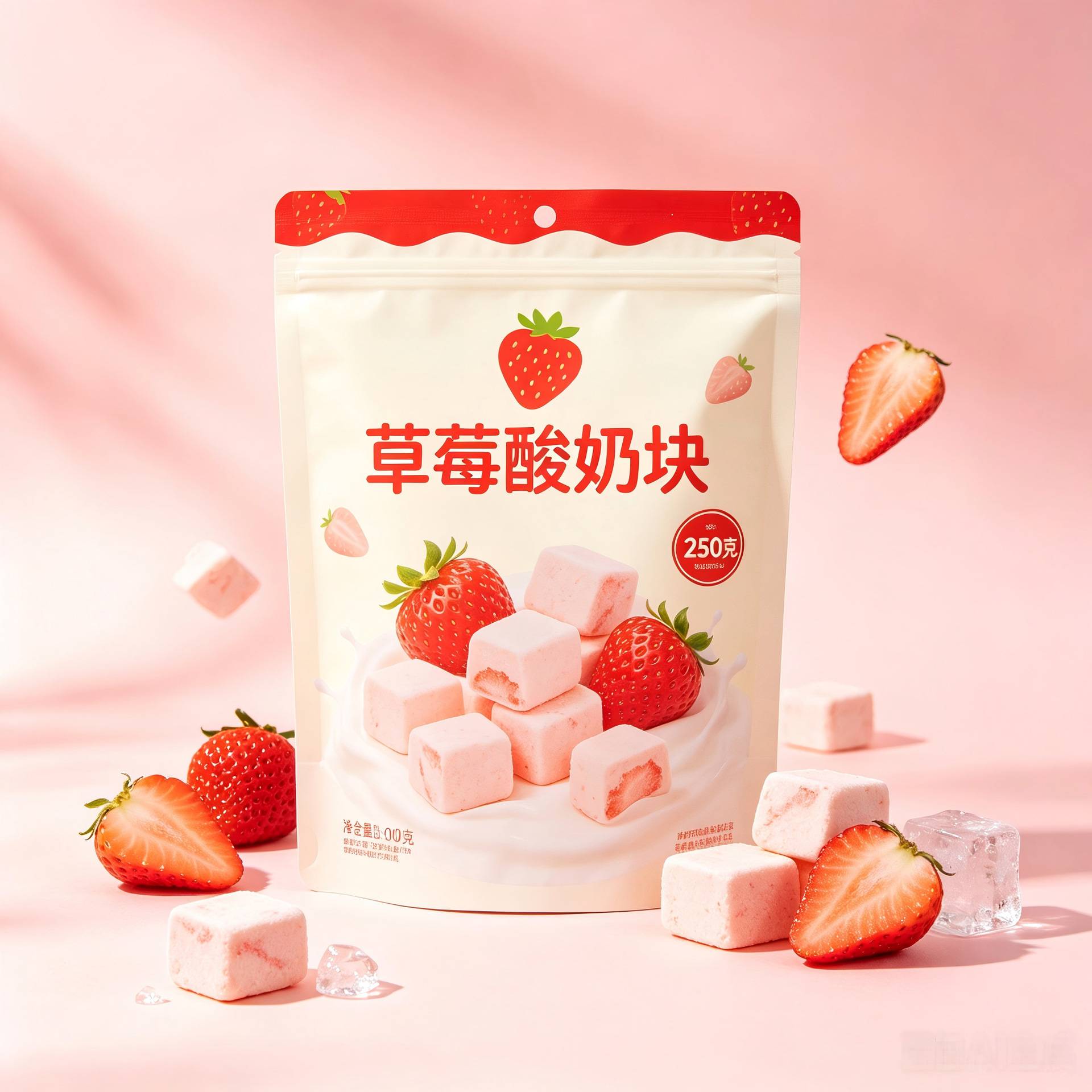 无添加草莓酸奶冻干块 宝宝解馋健康水果零食 250g 袋装