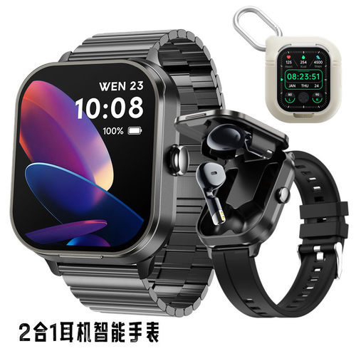 跨境D8pro手表TWS耳机智能手表2合1蓝牙通话运动手表心率健康NFC