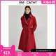 VIVICATHY2025年女装 新款 复古英伦风宽松红色战袍风衣外套