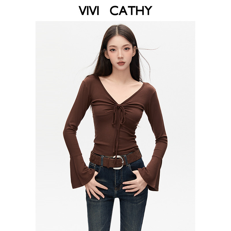 VIVICATHY长袖打底衫T恤女2026秋季新款今年流行爆款修身小衫上衣图片