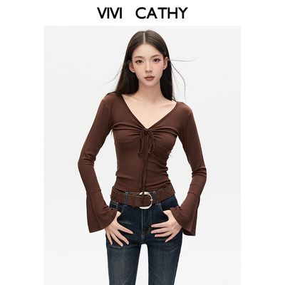 VIVICATHY长袖打底衫T恤女2025秋冬新款今年流行爆款修身小衫上衣