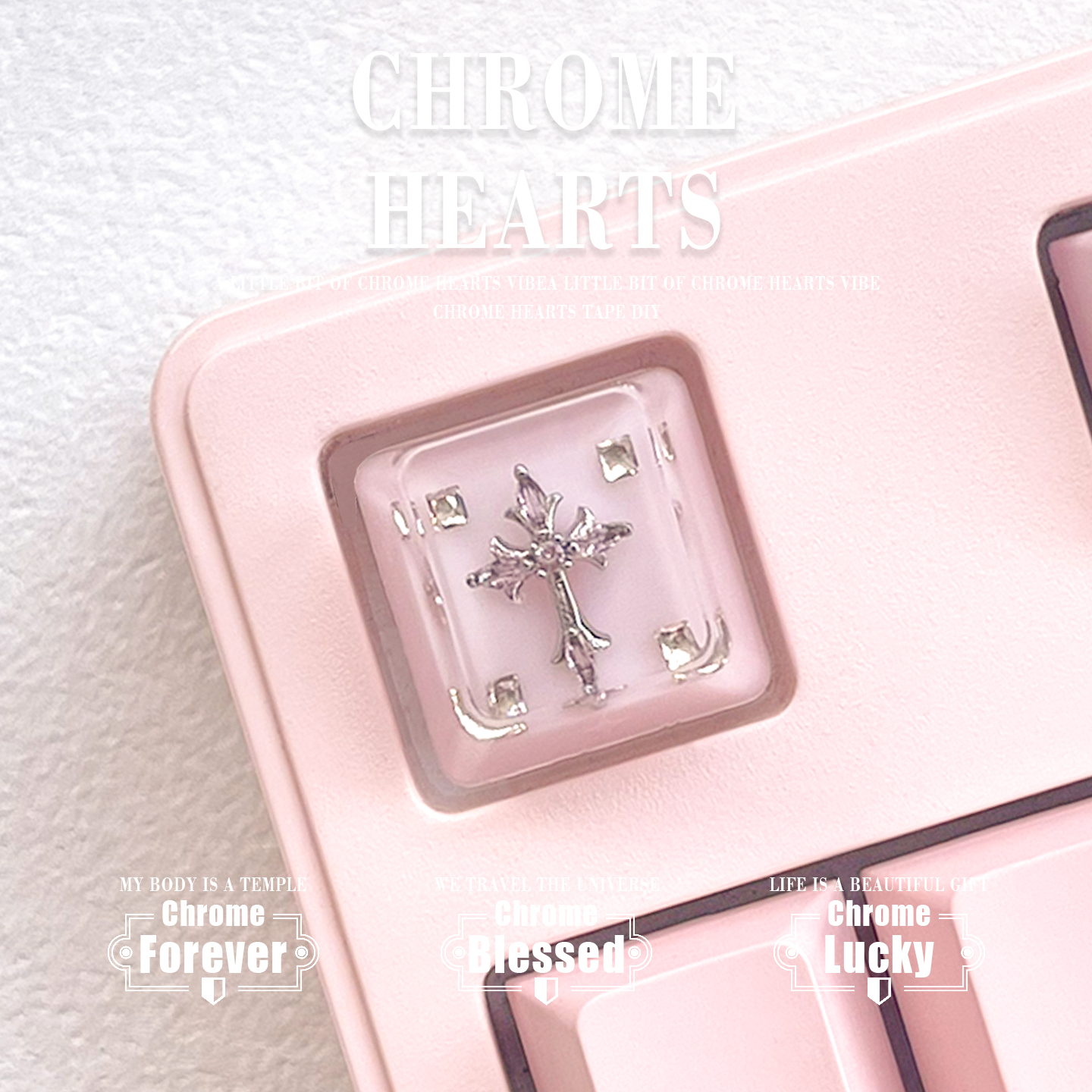 克罗心滴胶键帽十字架钻石定制