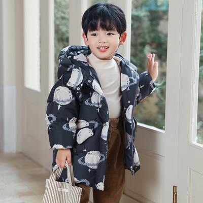HYYkids洋气男童中长款厚羽绒服