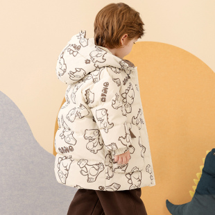 儿童男童羽绒服可爱新款冬季小童洋气卡通宝宝加厚中长款童装外套