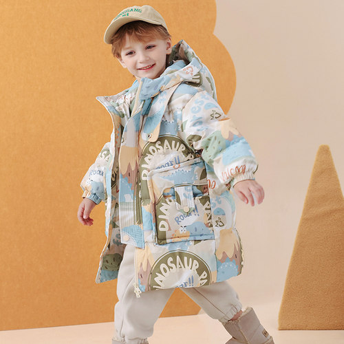 中长款加厚男童男宝宝羽绒服