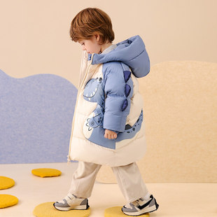 中小童儿童男童羽绒服可爱冬季新款男宝宝中长款宽松男宝加厚外套