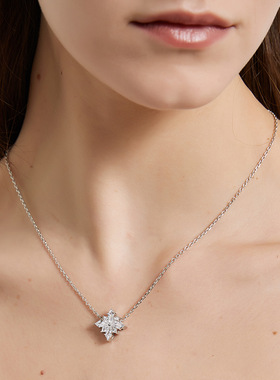 童诗丸子晶彩系列雪花锆石吊坠项链秋冬高级感毛衣链设计感小众