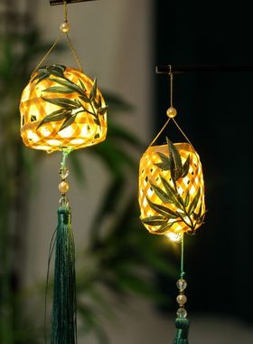 2026新年刺绣竹叶竹编元宵节灯笼古风手持儿童手提发光花灯材料包