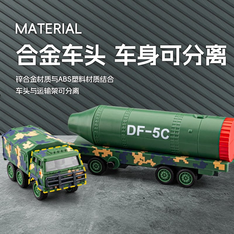 合金仿真军事模型东风5C导弹发射车儿童小玩具惯性导弹车坦克礼物图片