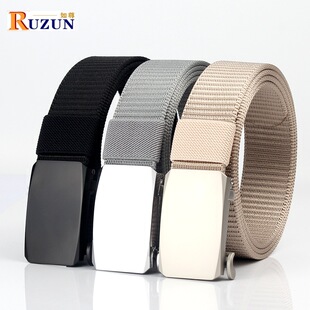 男士合金无牙自动扣尼龙加厚编织腰带 帆布战术腰带 休闲时尚百搭