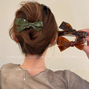 首闻夏日氛围高级醋酸蝴蝶结发夹女后脑勺盘发弹簧夹头饰2024新款
