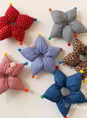 宝宝可爱五角星儿童大肠发圈女童立体丸子头发绳女孩头花头绳发饰