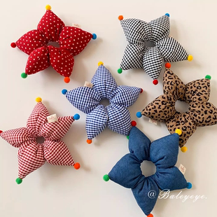 宝宝可爱五角星儿童大肠发圈女童立体丸子头发绳女孩头花头绳发饰