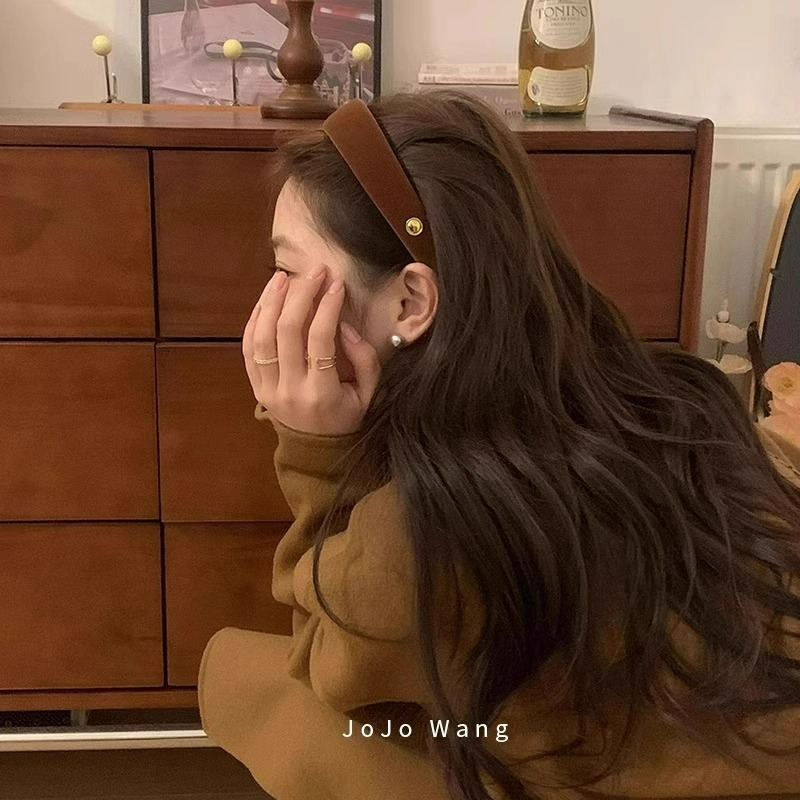 金扣复古丝绒发箍女外出洗脸简约发卡韩国头箍发饰头饰