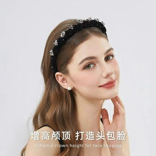 钻光鎏金发箍女高颅顶头饰高级感轻奢头箍黑色发夹饰品发饰爆闪