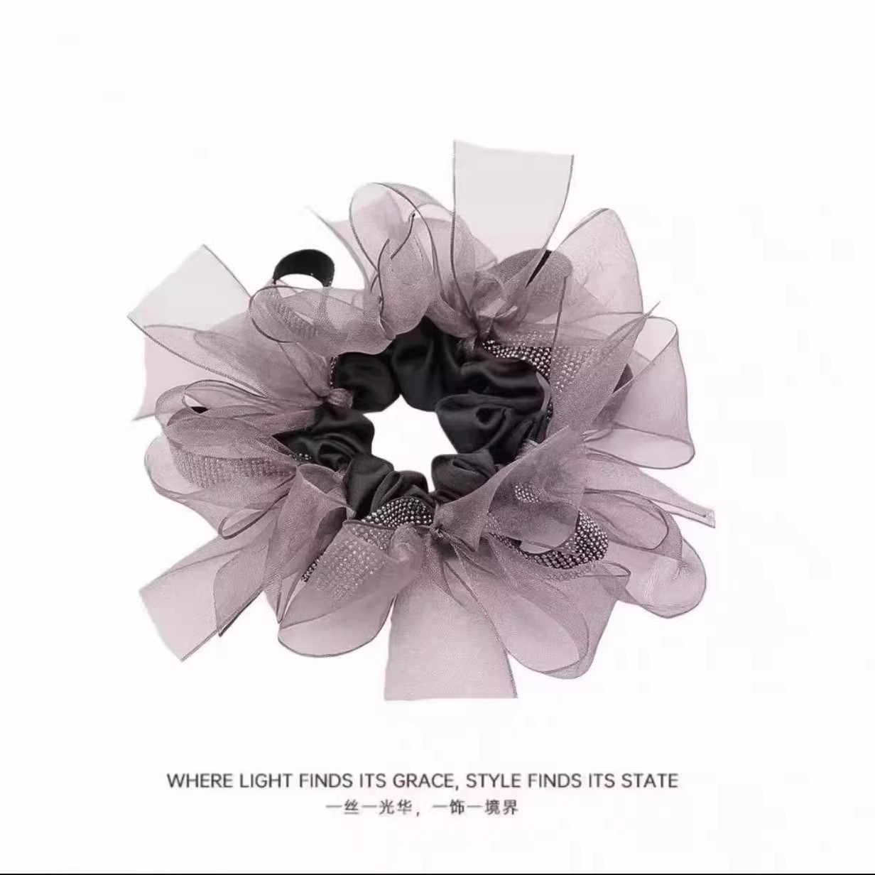 韩系慵懒风波点大肠发圈女后脑勺扎发头绳优雅黑色蝴蝶结头饰