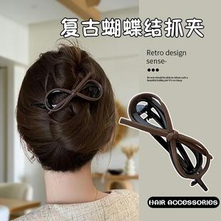 复古蝴蝶结发夹2024新款 简约气质女后脑勺后脑勺