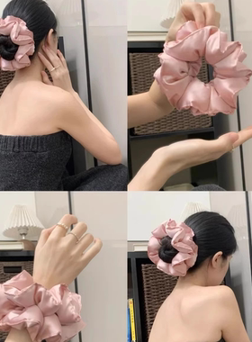 初恋发圈~粉色双层填充棉枕头大肠圈高级感显发量头绳发绳发饰女