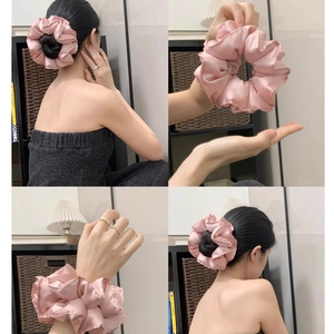 初恋发圈~粉色双层填充棉枕头大肠圈高级感显发量头绳发绳发饰女