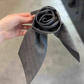 韩国高端少女学院风灰色西装 面料立体玫瑰花弹簧夹飘带条纹发饰