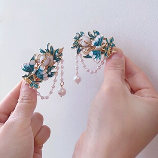 落芳辞手工汉服烧蓝发夹汉服古风发饰头饰中国风旗袍跳舞簪子