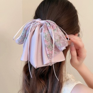 法式 气质高级感碎花抓夹温柔甜美半扎发马尾夹后脑勺夹子发饰