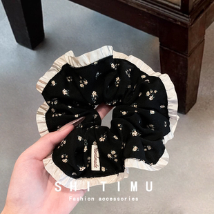 韩系高级感百搭布艺碎花大肠发圈女新款低马尾丸子头耐用头绳发饰