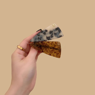 韩系三角豹纹醋酸发夹女2025新款 侧边刘海夹高级感碎发鸭嘴夹 时尚