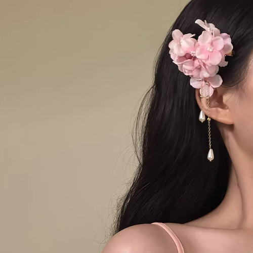 名狐汉服仙气绣球簪花流苏对夹