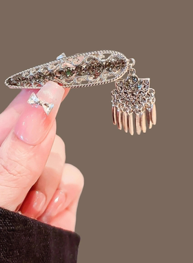 新中式流苏发夹女新款高级感金属发卡名族风侧边刘海夹碎发鸭嘴夹