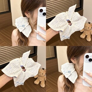 高颜值韩系花边方巾方形大肠发圈蝴蝶结森系少女心发绳小蕾丝马尾