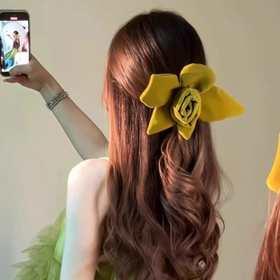 立体丝绒花朵大肠发圈女2025新款 氛围感扎头发绳丸子头橡皮筋发饰