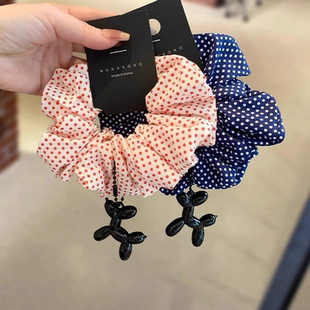 韩系甜美可爱波点大肠发圈女2025新款 高级感温柔气质低马尾扎头发