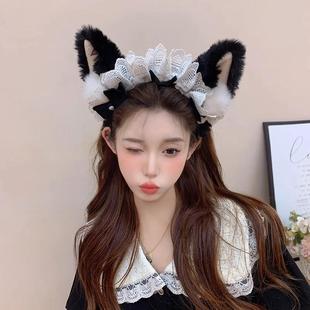 可爱柯基耳朵洗脸发箍女2024新款 cos头箍高颅顶显脸小Lolita头饰