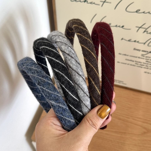 复古学院风条纹发箍法式 高级发卡发饰女 宽边头箍气质外出韩国新款