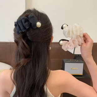 气质蕾丝珠珠一字扭扭夹发夹发量少懒人不硌头盘发器横夹发卡头饰