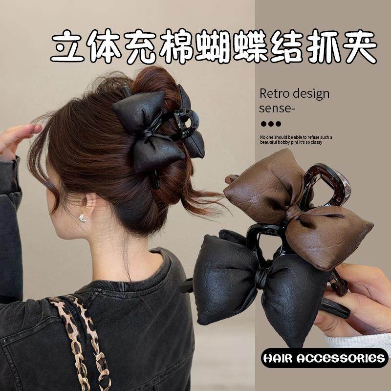 款鲨鱼夹大号立体充棉蝴蝶结冬季