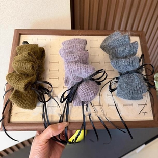 毛线蝴蝶结香蕉夹竖夹女秋冬高级感抓夹后脑勺盘发夹子头饰发饰