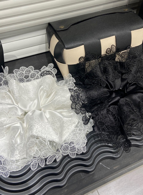 法式白色蕾丝缎面大肠发圈女高级感超大号扎头发丸子头发饰头绳