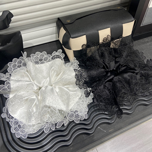 法式 白色蕾丝缎面大肠发圈女高级感超大号扎头发丸子头发饰头绳