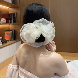 法式 发饰绑头发头饰 网纱珍珠大肠发圈女高级感头绳2025新款
