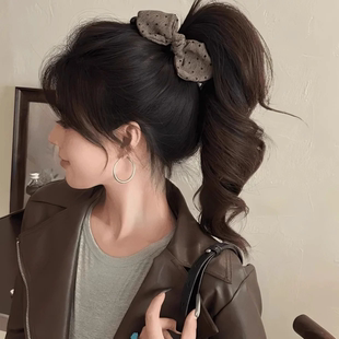 格雷风蝴蝶结波点香蕉夹竖夹女新款 后脑勺马尾夹气质百搭发夹发饰